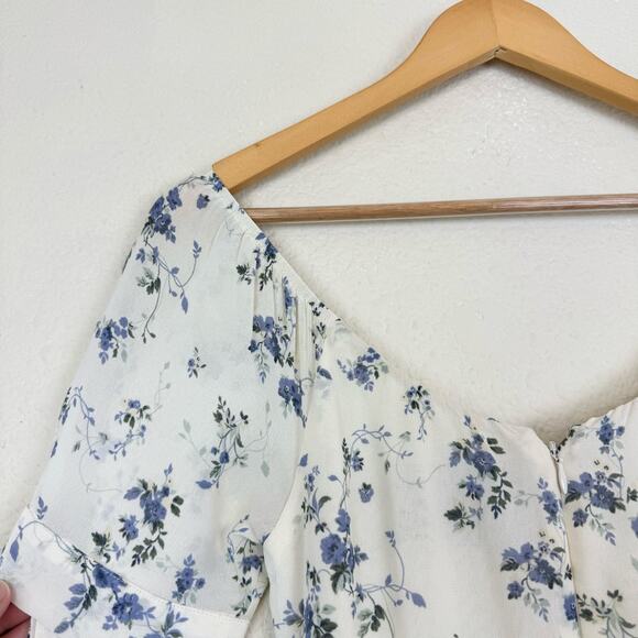 Reformation Meredith Maxi Dress in White Blue Floral Madeline Print - Picture 8 of 12